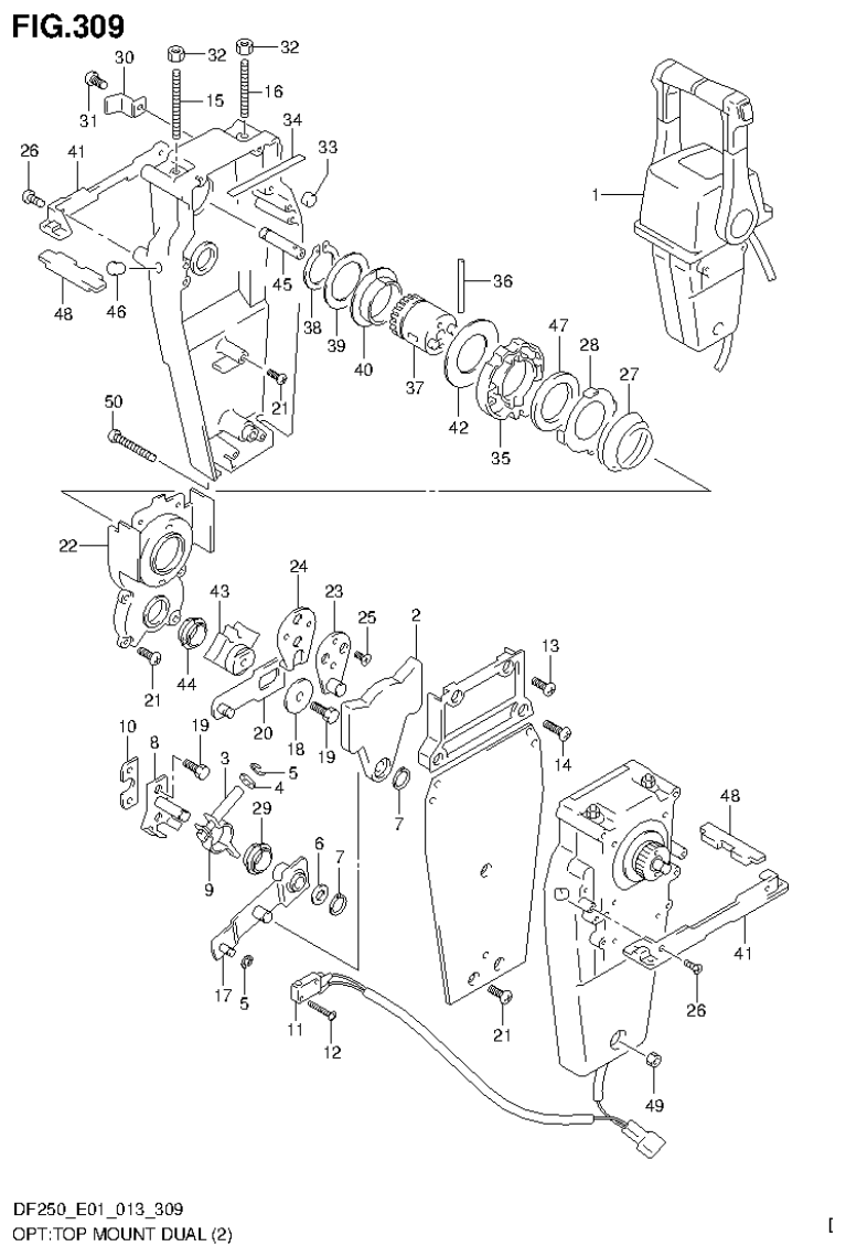 Suzuki DF200T, DF200Z, DF225T, DF225Z, DF250T, DF250Z OPT:TOP MOUNT DUAL (2) parts diagram